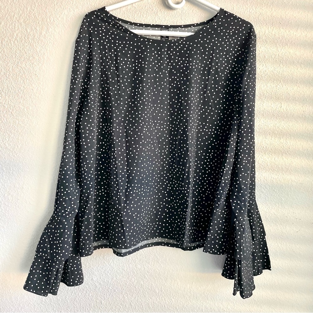Bell Sleeve Polka Dot Blouse